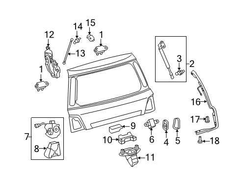 2009 Lexus LX570 Lift Gate Support Cylinder Diagram for 68950-69095