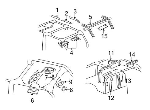 2009 Jeep Wrangler Interior Trim - Roll Bar & Components Molding-Sport Bar Diagram for 55361306AC
