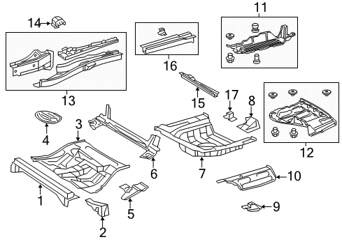 2014 Toyota Camry Rear Body - Floor & Rails Under Cover Diagram for 57628-06070