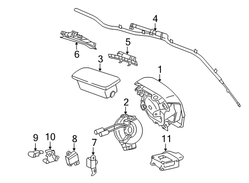 2009 Pontiac Vibe Air Bag Components Coil, Steering Wheel Inflator Restraint Module Diagram for 19184829