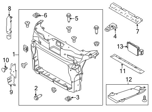 2014 Ford Explorer Radiator Support Inner Shield Diagram for BB5Z-8311-A