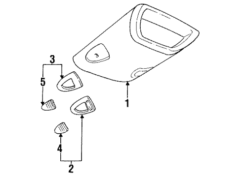 1993 Buick Skylark Overhead Console Lamp Asm Courtesy *Graphite Diagram for 22590568