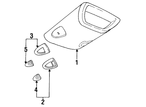 1996 Buick Skylark Overhead Console Lamp Asm, Stowage Compartment Map *Teal Diagram for 12362344