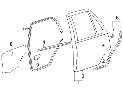 1997 Toyota 4Runner Rear Door Outer Panel Diagram for 67114-35030