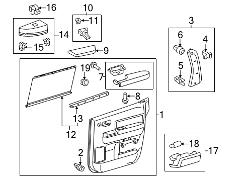 2011 Toyota Sequoia Interior Trim - Rear Door Armrest Diagram for 74250-0C080-E1