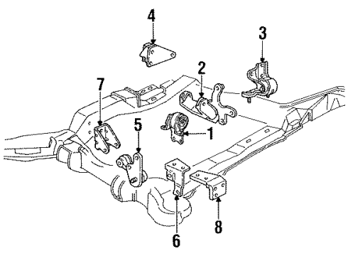 1993 Buick LeSabre Engine & Trans Mounting Bracket-Trans Mount Strut Diagram for 22112068