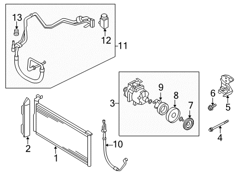 2010 Kia Optima A/C Condenser, Compressor & Lines Compressor Assembly Diagram for 977012G270