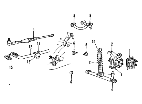 1995 Dodge Viper Suspension Components, Lower Control Arm, Upper Control Arm, Stabilizer Bar Link-STABILIZER Bar Diagram for 4643047