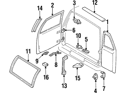 1995 Isuzu Trooper Door & Components Weatherstrip, Back Door (Upper) (Outer) Diagram for 8-97174-086-0