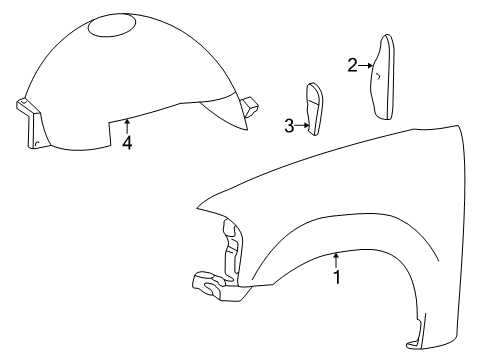 2002 Lincoln Blackwood Fender & Components Fender Liner Diagram for 2C6Z-16103-AA