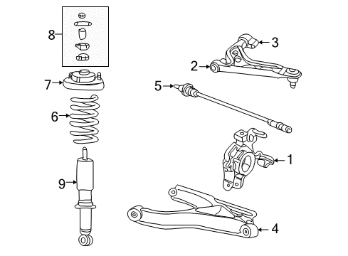 2005 Lincoln Aviator Rear Suspension Components, Lower Control Arm, Upper Control Arm, Stabilizer Bar Insulator Diagram for 4C5Z-18198-BA
