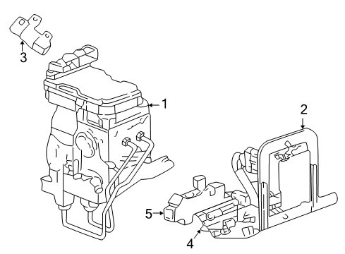 2001 Dodge Dakota ABS Components Anti-Lock Braking System Control Module Diagram for 5019751AB