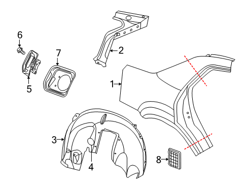 2012 Chrysler 300 Quarter Panel & Components Shield-Splash Diagram for 68084291AF