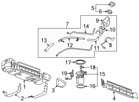 2013 Cadillac Escalade EXT Fuel System Components Rear Shield Diagram for 15914122