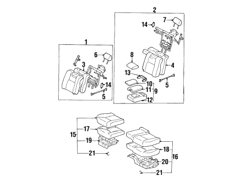 1999 Lexus LS400 Power Seats Box Assy, Rear Seat Center Armrest Diagram for 72860-50210-B0