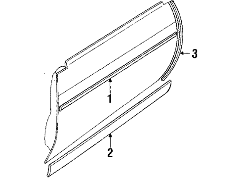 1984 Oldsmobile Toronado Door & Components Molding Kit, Front Side Door Diagram for 9636247