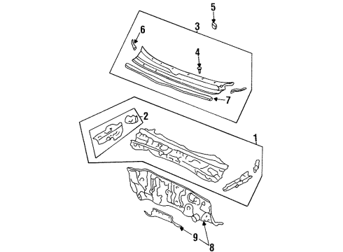 1997 Honda Accord Cowl Dashboard (Upper) Diagram for 61100-SV4-V40ZZ