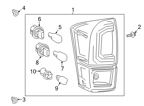 2018 Toyota Tacoma Bulbs Tail Lamp Assembly Diagram for 81550-04181