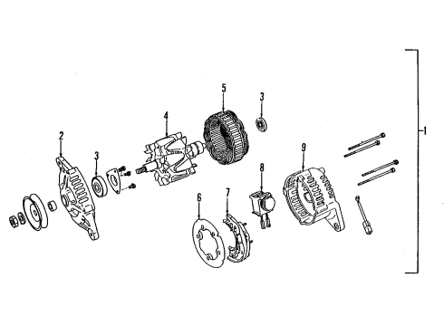 1996 Isuzu Rodeo Alternator Cover Assembly, Rear Generator Diagram for 8-97103-805-0