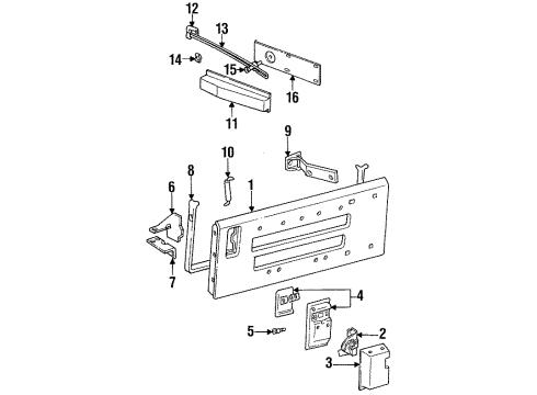 1988 Jeep Wrangler Gate & Hardware Tailgate Latch Diagram for 55008126