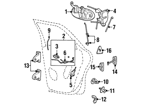 1999 Ford Taurus Rear Door - Lock & Hardware Control Assembly Diagram for F8DZ54264A00AAA