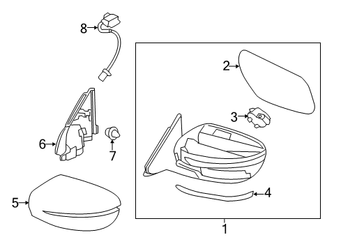 2015 Nissan Rogue Mirrors Mirror Body Cover, Driver Side Diagram for 96374-4BA0A