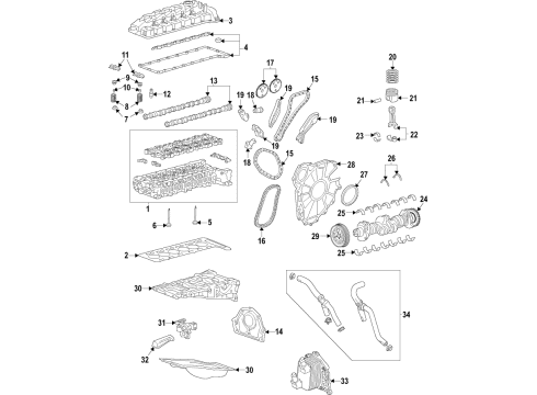 2021 Cadillac Escalade ESV Engine Parts, Mounts, Cylinder Head & Valves, Camshaft & Timing, Oil Pan, Oil Pump, Crankshaft & Bearings, Pistons, Rings & Bearings, Variable Valve Timing Timing Chain Diagram for 55515943