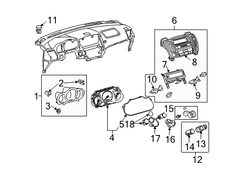 2009 Lexus RX350 Instruments & Gauges Glass,Front Diagram for 83852-0E010