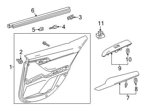 2018 Toyota Camry Front Door Armrest Diagram for 74260-33170-C0