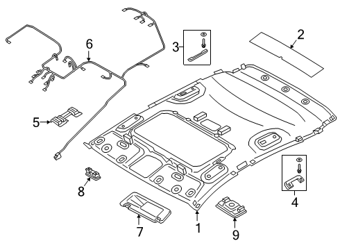 2021 Hyundai Kona Interior Trim - Roof Room Lamp Assembly Diagram for 92850-J9000-TRY