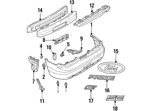 1994 Ford Probe Rear Bumper Bumper Cover Clip Diagram for F32Z17C756J