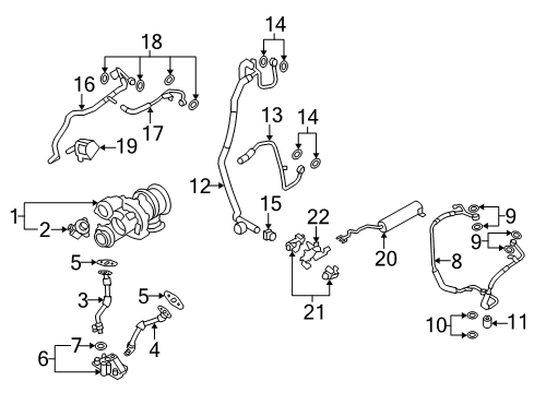2018 BMW X6 Turbocharger Cooling System Turbocharger Return Hose Diagram for 11537615492