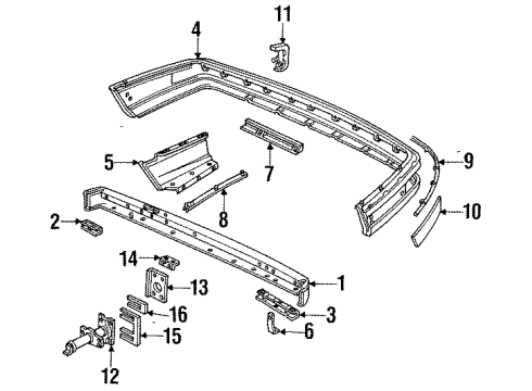 1989 Buick LeSabre Rear Bumper Plate-Rear Bumper Imp Bar Backing Diagram for 25514399