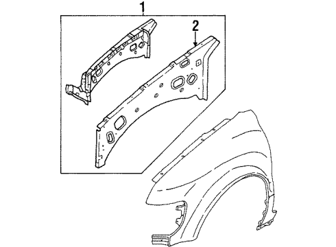 1998 Kia Sportage Inner Components - Fender Side Rail-Wheel House, RH Diagram for 0K01F53250
