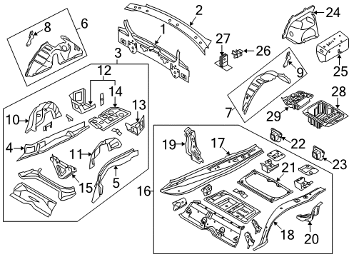 2012 BMW 328i xDrive Rear Body Trunk Floor Right Diagram for 41117145312