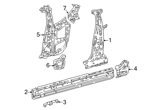 2020 Lexus LC500h Lock Pillar Bracket, Front Side Pan Diagram for 53836-11010