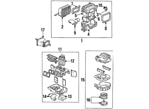 1996 Honda Prelude Evaporator Components, Heater Components, Blower Motor & Fan Motor Assembly, Blower (Denso) Diagram for 79310-SR3-A01