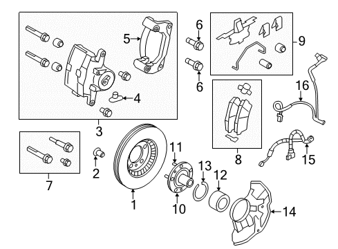 2012 Lincoln MKZ Front Brakes Brake Hose Diagram for AE5Z-2078-E