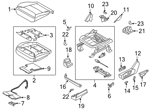 2021 Ford Explorer Front Seat Components Adjuster Diagram for HU5Z-96603A99-A