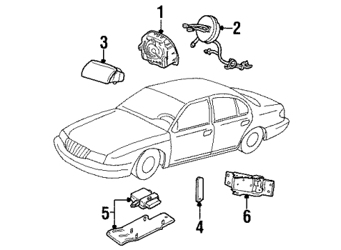 2001 Lincoln Continental Air Bag Components Side Impact Sensor Diagram for XF3Z-14B345-AA