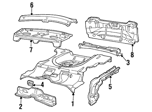 1988 Chevrolet Beretta Rear Body Panel, Floor & Rails Panel Asm-Rear Compartment Diagram for 22593380