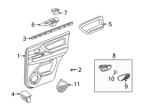 2003 Toyota Land Cruiser Front Door Armrest Diagram for 74260-60010-B3