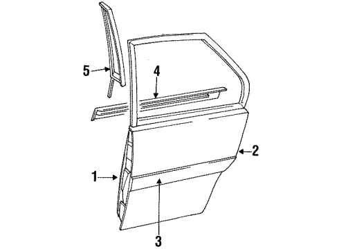 1994 Infiniti G20 Rear Door & Components, Exterior Trim Moulding-Rear Door, RH Diagram for 82870-78J04