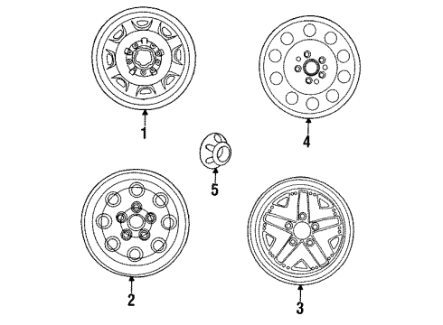 1988 Ford Ranger Wheels, Covers & Trim Cover Diagram for E3TZ1130A