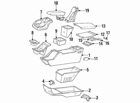 1992 Ford Explorer Center Console Armrest Latch Diagram for E9TZ-9806072-A