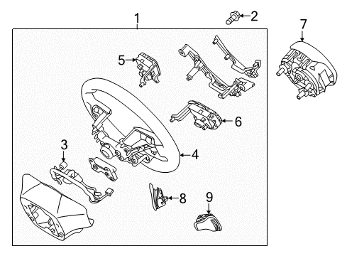 2016 Kia Optima Steering Column & Wheel, Steering Gear & Linkage Steering Wheel Body Diagram for 56120D4000WK