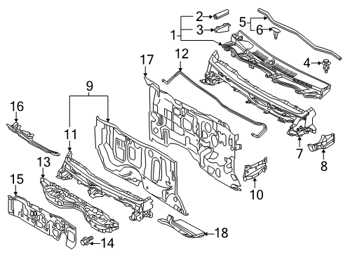 2014 Scion iQ Cowl Seal Strip Diagram for 53383-74010