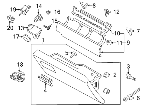 2018 Ford F-250 Super Duty Glove Box Hinge Pin Diagram for FL3Z-7806056-A