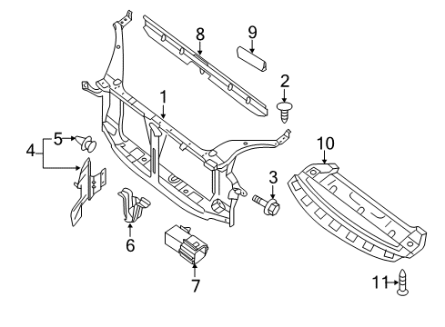 2011 Nissan Sentra Radiator Support, Splash Shields Support Assembly - Radiator Core Diagram for 62574-ET80A