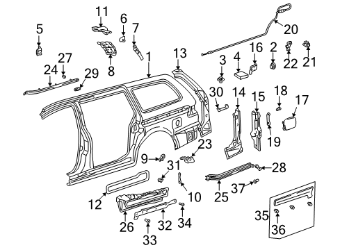 2000 Toyota Sienna Side Panel & Components Rail Diagram for 68308-08010